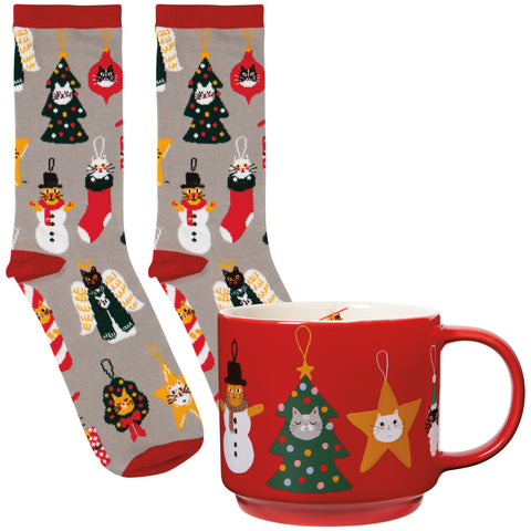 Danica Jubilee Bauble Cats Christmas Mug and Socks Set - YEswellness.com