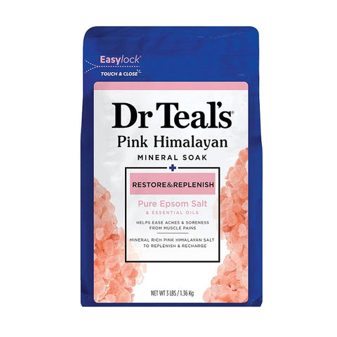 Dr Teal's Pink Himalayan Mineral Soak Restore & Replenish Pure Epsom Salt 1.36kg