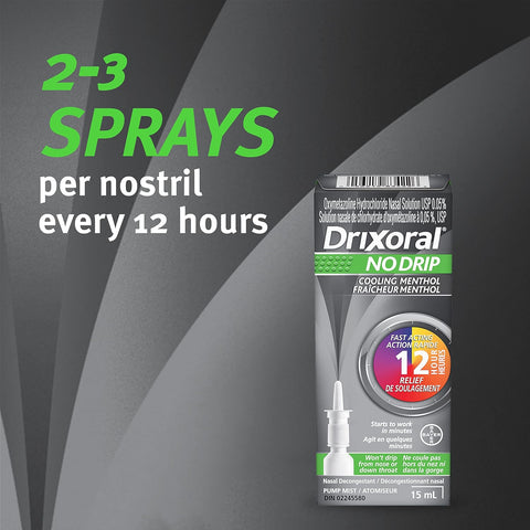 Drixoral No Drip Cooling Menthol Nasal Decongestant Pump Mist 15mL