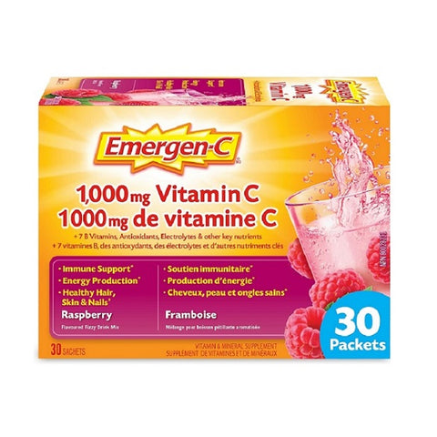 Emergen-C Vitamin C 1000mg 30 Sachets Raspberry