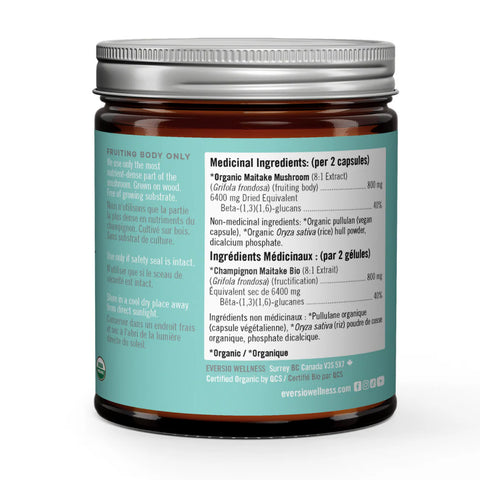 Eversio Wellness Maitake 8:1 Extract 60 Vegan Capsules Jar