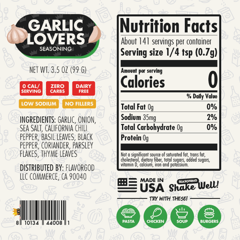 Flavorgod Garlic Lovers Seasoning label