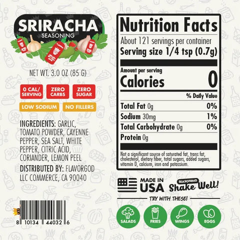 Flavorgod Sriracha Seasoning 85g ingredients