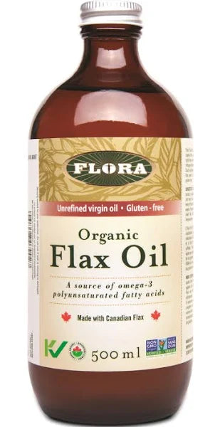 Expires June 2024 Clearance Flora Health Organic Flax Oil 500 mL - YesWellness.com