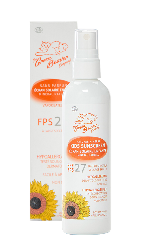 Expires January 2026 Clearance Green Beaver Natural Mineral Sunscreen Spray for Kids SPF 27 90 mL
