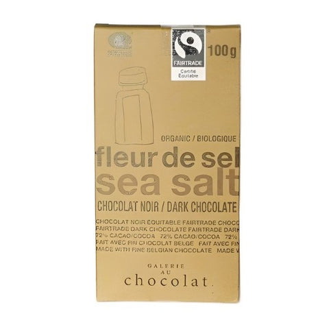 Galerie au Chocolat Organic Sea Salt Dark Chocolate Bar 100g - YesWellness.com