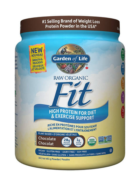 Expires June 2024 Clearance Garden of Life Raw Organic Fit - High Protein for Diet & Exercise Support - Chocolate 461g - YesWellness.com