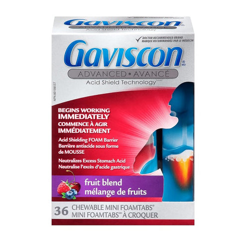 Expires March 2026 Clearance Gaviscon Advanced Chewable Mini Foamtabs Fruit Blend 36 Foamtabs