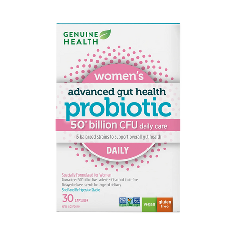 Expires June 2026 Clearance Genuine Health Advanced Gut Health Probiotic Women's Daily 50 Billion CFU 30 Vegan Capsules