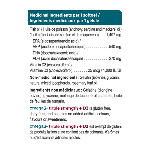 Genuine Health Omega3+ Triple Strength + D3 60 Softgels