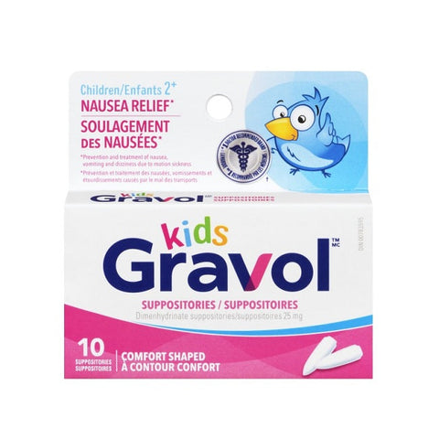 Expires April 2026 Clearance Gravol Kids Suppositories Nausea Relief 25mg 10 Suppositories