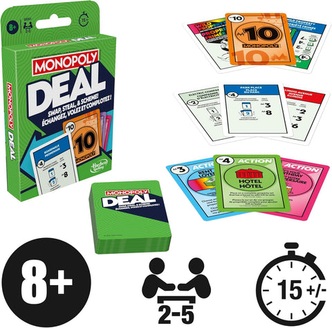 Hasbro Monopoly Deal Card Game Bilingual - Swap, Steal & Scheme