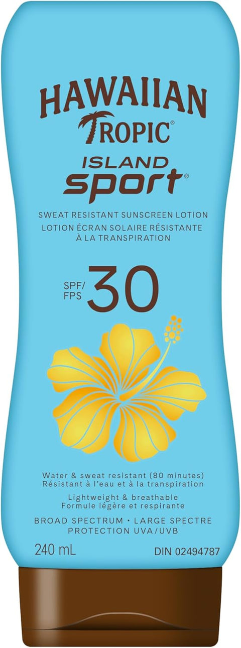 Hawaiian Tropic Island Sport Sweat Resistant Sunscreen Lotion SPF 30 240mL