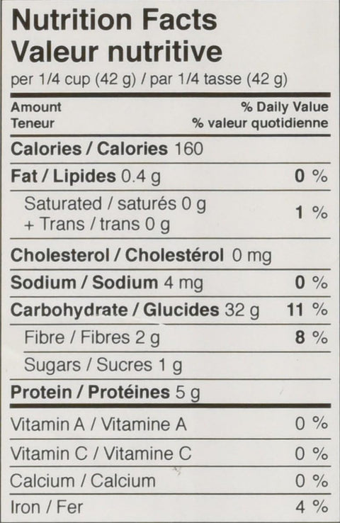 INARI Organic Couscous Regular 800g Nutrition Facts