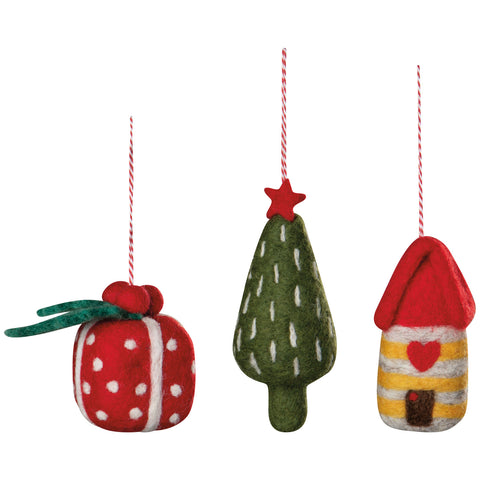 Danica Jubilee Yuletide Felt Christmas Tree Ornaments - 3 Assorted Styles