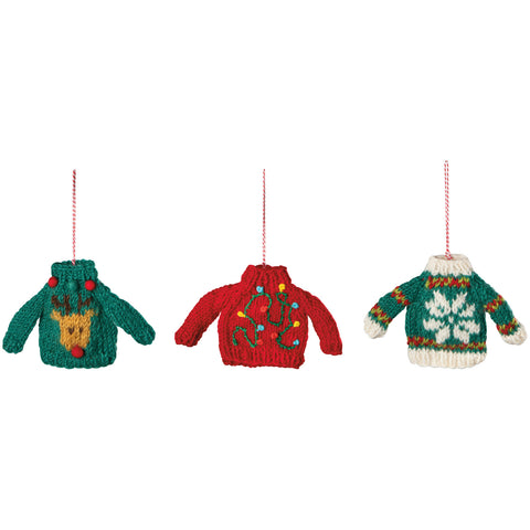 Danica Jubilee Merry Knitmas Felt Christmas Tree Ornaments - 3 Assorted Styles