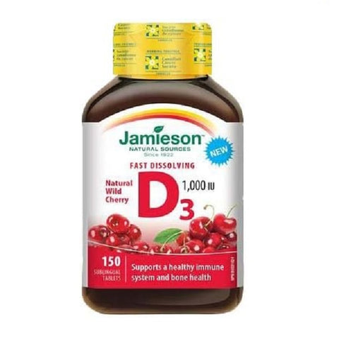 Jamieson Fast Dissolving Vitamin D3 1000IU Natural Wild Cherry - 150 Sublingual Tablets