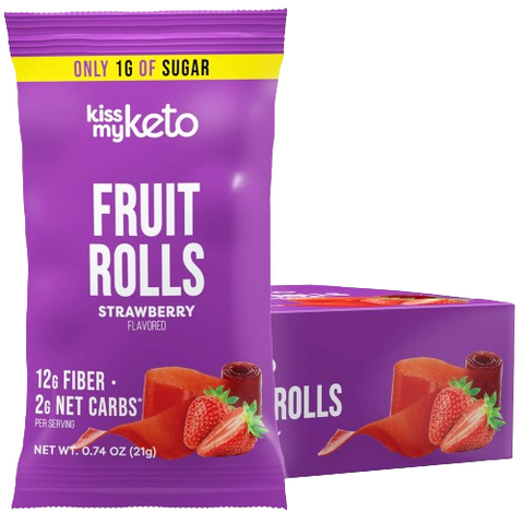 Expires December 2025 Clearance Kiss My Keto Fruit Rolls - Strawberry 12 x 21g