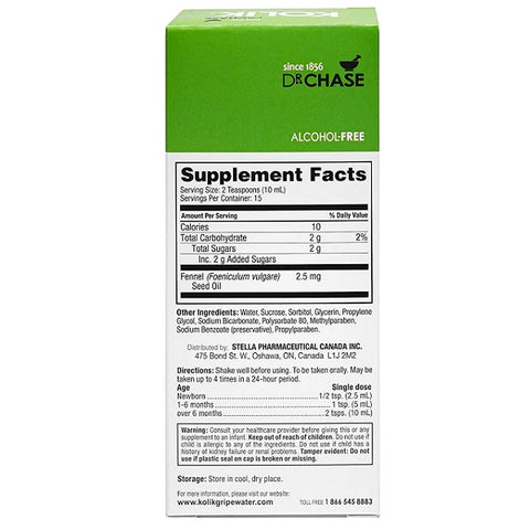 Kolik Alcohol-Free Gripe Water 150mL - Supplement Facts