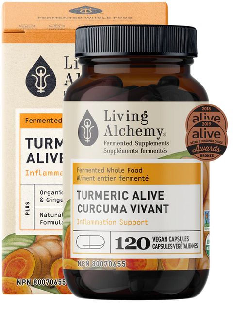 Living Alchemy TURMERIC ALIVE Inflammation Support 120 Capsules Bottle with Box