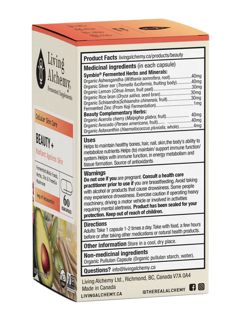 Living Alchemy BEAUTY+ Radiant Ageless Skin 60 Capsules Product Facts