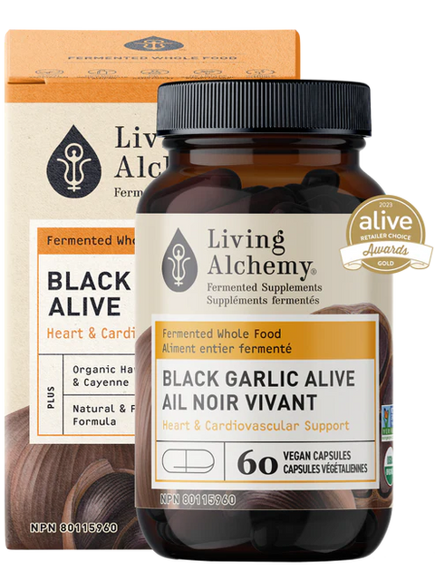 Living Alchemy BLACK GARLIC ALIVE Heart & Cardiovascular Support 60 Capsules Bottle With Box