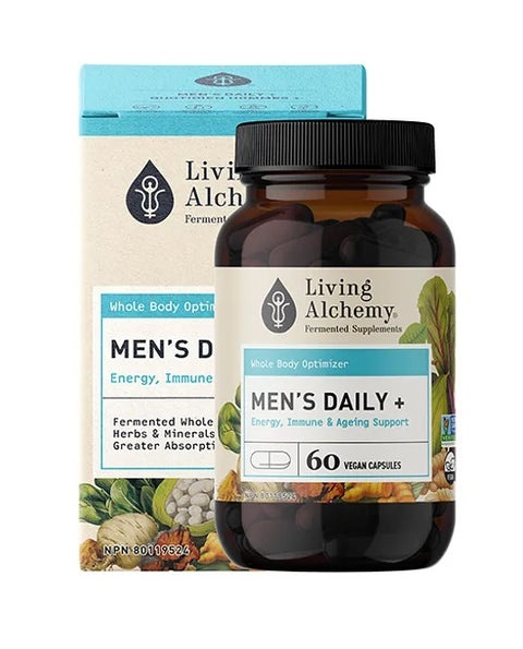 Living Alchemy MEN’S DAILY+ Energy, Immune & Ageing Support 60 Capsules Bottle With Box