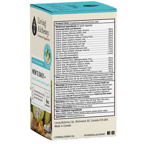 Living Alchemy MEN’S DAILY+ Energy, Immune & Ageing Support Product Facts