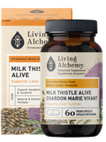 Living Alchemy MILK THISTLE ALIVE Supports Liver Function 60 Capsules Box With Bottle