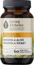 Living Alchemy RHODIOLA ALIVE Energy & Stamina 60 Capsules Bottle Front Label