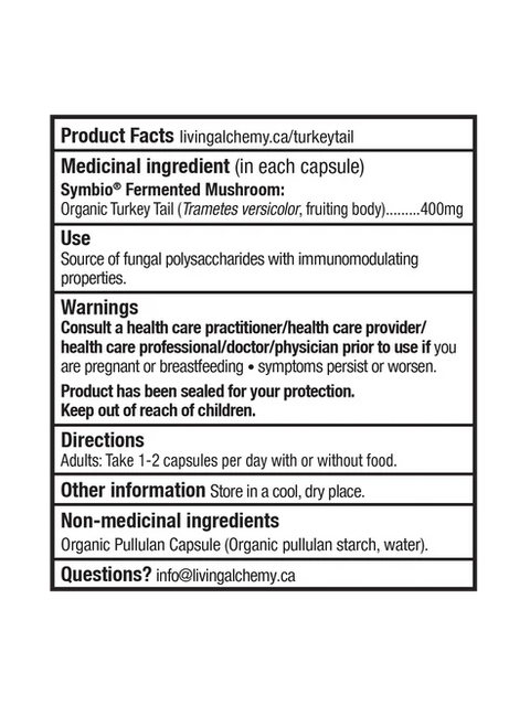 Living Alchemy TURKEY TAIL: Immune & Microbiome Support 60 Capsules Product Facts