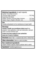 Living Alchemy TURMERIC ALIVE Inflammation Support Product Facts