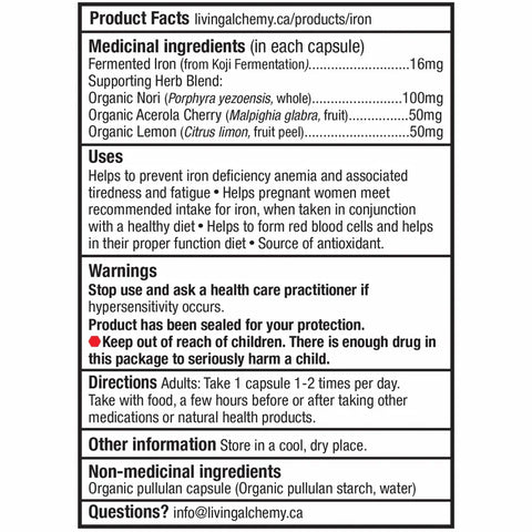 Living Alchemy WOMEN’S IRON ALIVE Blood & Energy Builder 60 Capsules