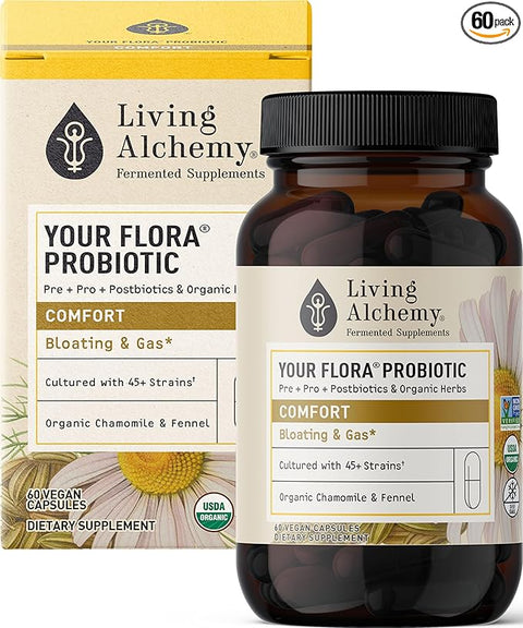 Living Alchemy Your Flora® Probiotic COMFORT Gas & Bloating 60 Capsules 