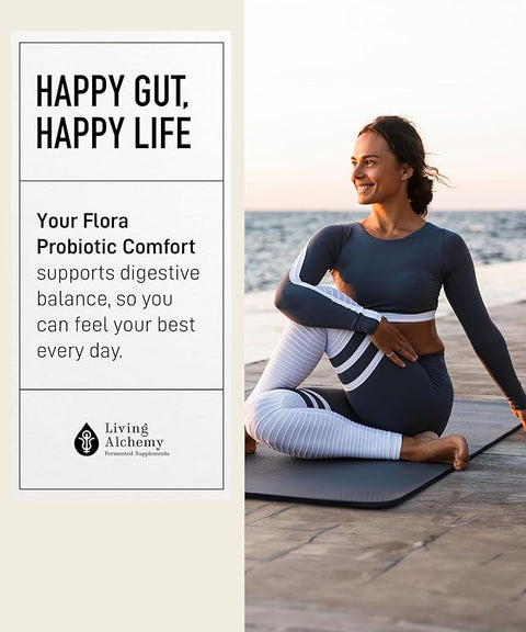 Living Alchemy Your Flora® Probiotic COMFORT Gas & Bloating Happy Gut Happy Life