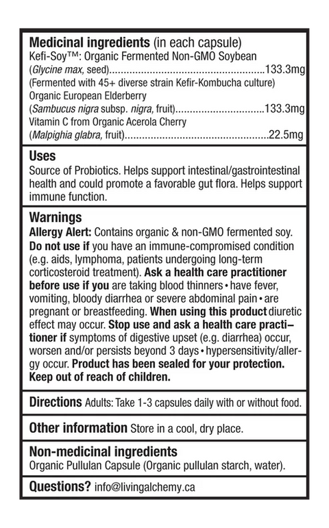 Living AlchemyYour Flora® Probiotic IMMUNE Digestive & Immune Support Product Facts