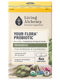 Living Alchemy Your Flora® Probiotic REGENESIS Slow Transit & Post Antibiotics 60 Capsules Box Front Label