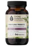 Living Alchemy Your Flora® Probiotic SENSITIVE Digestive Irritation 60 Capsules Bottle Front Label