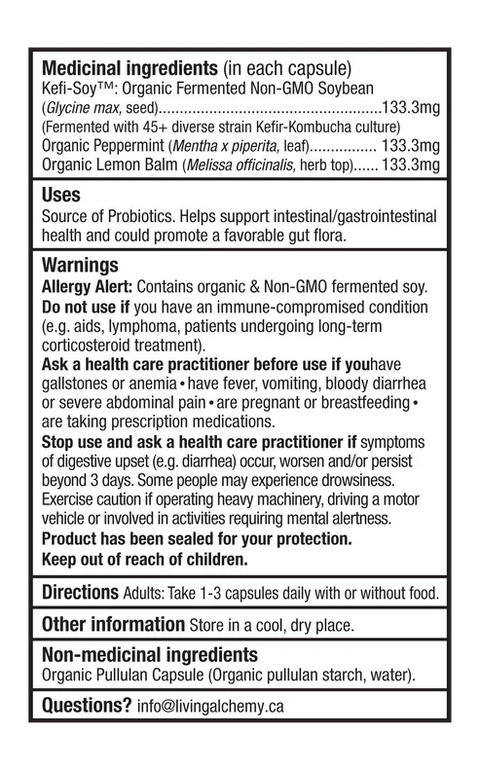 Living Alchemy Your Flora® Probiotic SENSITIVE Digestive Irritation Product Facts