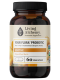 Living Alchemy Your Flora® Probiotic SOOTHE Digestive Fire 60 Capsules Bottle Front Label