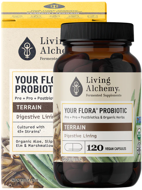 Living Alchemy Your Flora® Probiotic TERRAIN Digestive Lining 120 Capsules Bottle with Box