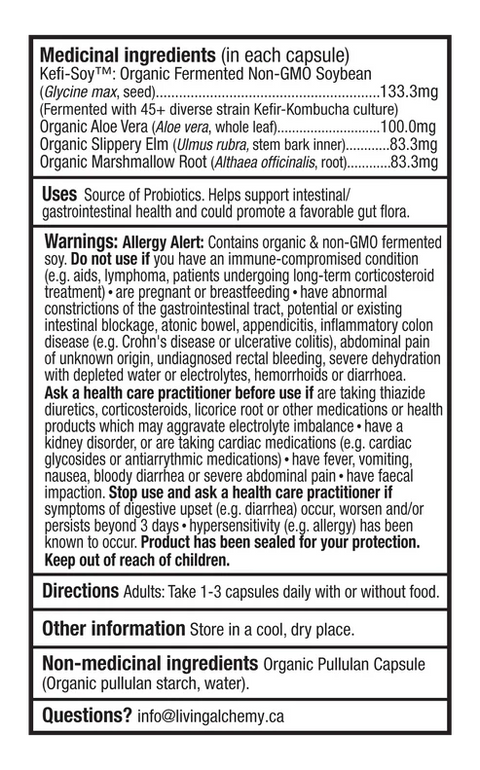 Living Alchemy Your Flora® Probiotic TERRAIN Digestive Lining Capsules Product Facts