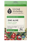 Living Alchemy ZINC ALIVE Immune Energy & Skin Support 60 Capsules Box Front Label