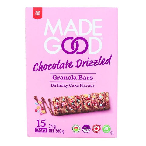 Expires December 2025 Clearance MadeGood Chocolate Drizzled Granola Bars Birthday Cake 15x24g