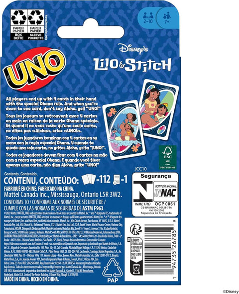 Mattel Lilo and Stitch Uno Game Card for Kids, Adults & Family
