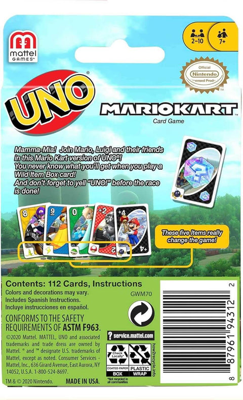 Mattel Mario Kart Uno Card Game For Kids, Adults, Family & Game Night
