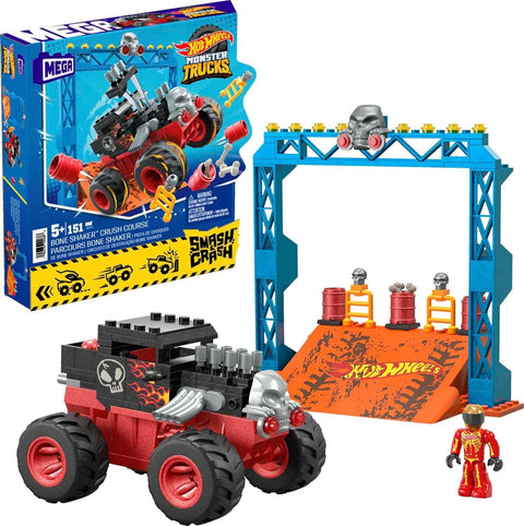 Mattel Mega Monster Truck Toy Smash & Crash Car Building Set