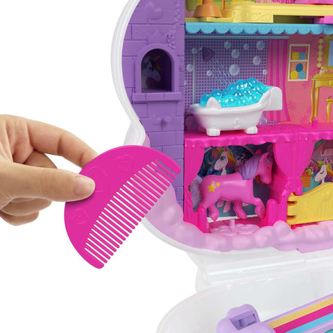 Mattel Polly Pocket Mini Rainbow Unicorn Salon Styling Head Set