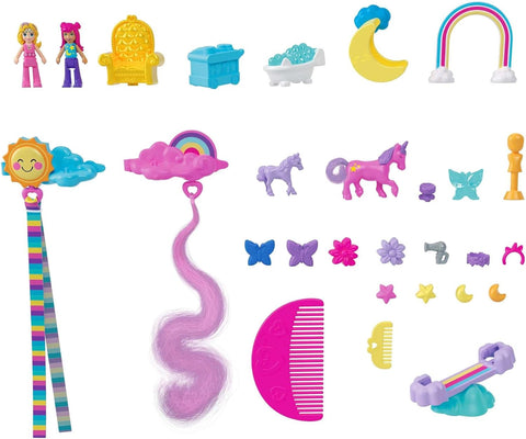 Mattel Polly Pocket Mini Rainbow Unicorn Salon Styling Head Set