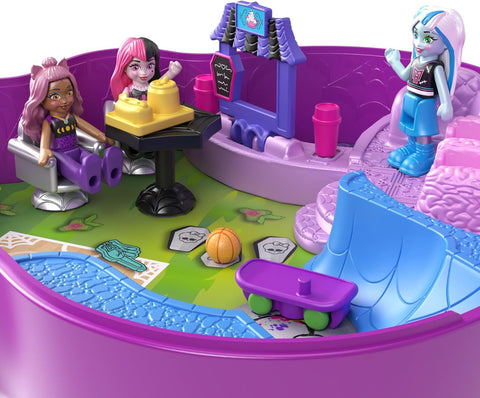 Mattel Polly Pocket Monster High Travel Compact Collectible School Playset